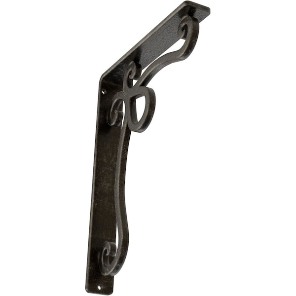 Ekena Millwork Orleans Wrought Iron Bracket, (Single center brace), Antiqued Warm Silver 1 1/2"W x 7 1/2"D x 10"H BKTM01X07X10SOLAWS - main